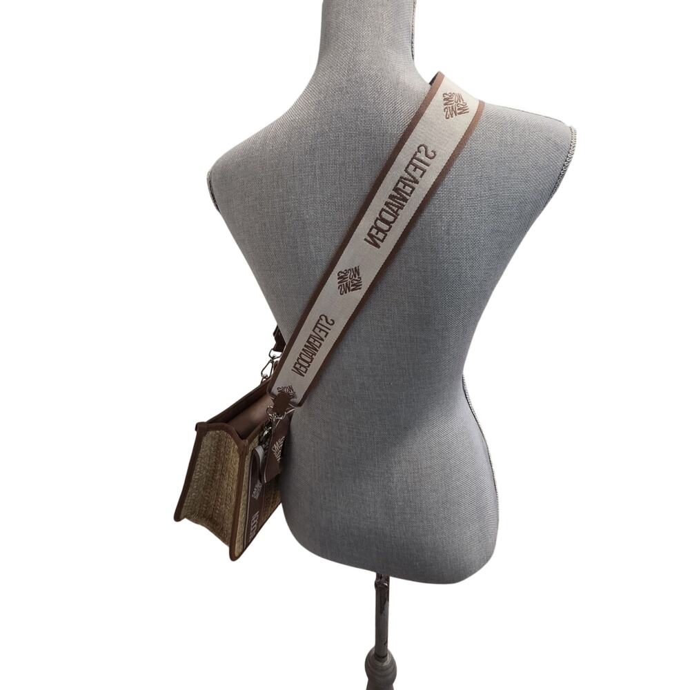 Steve Madden Straw Satchel Crossbody Neutral Woven Mini Bag Resort Chic - Picture 6 of 15